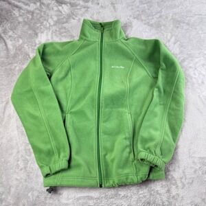 Columbia Fleece Jacket Mens Small Green Full Zip Lightweight Outdoor Hiking